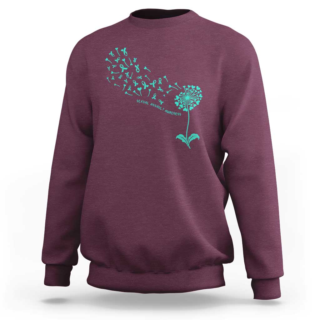 Sexual Assault Awareness Sweatshirt Teal Dandelion Ribbons