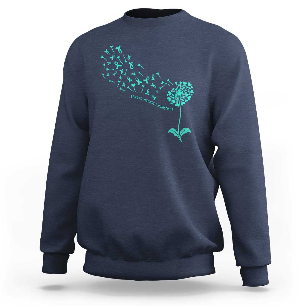 Sexual Assault Awareness Sweatshirt Teal Dandelion Ribbons