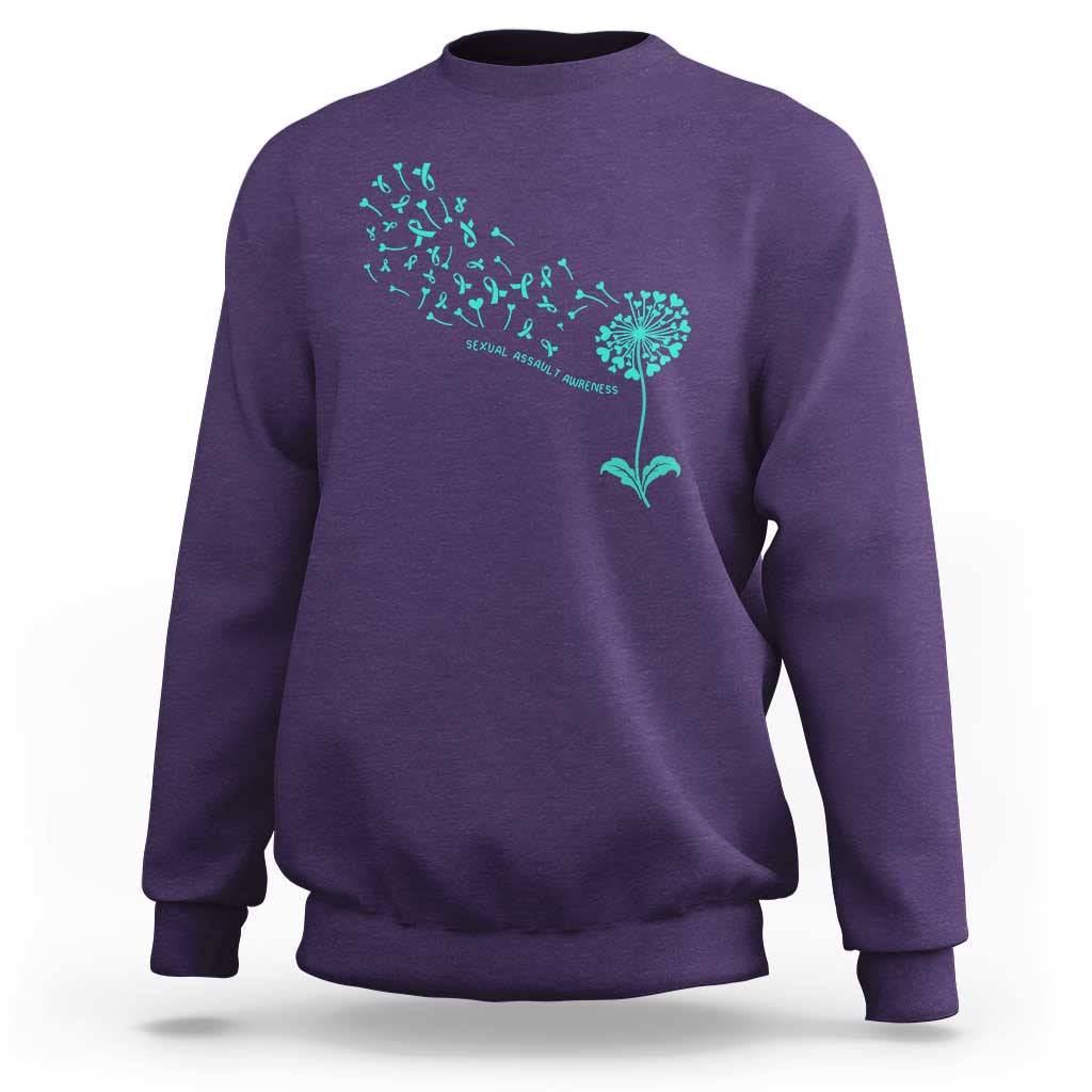 Sexual Assault Awareness Sweatshirt Teal Dandelion Ribbons
