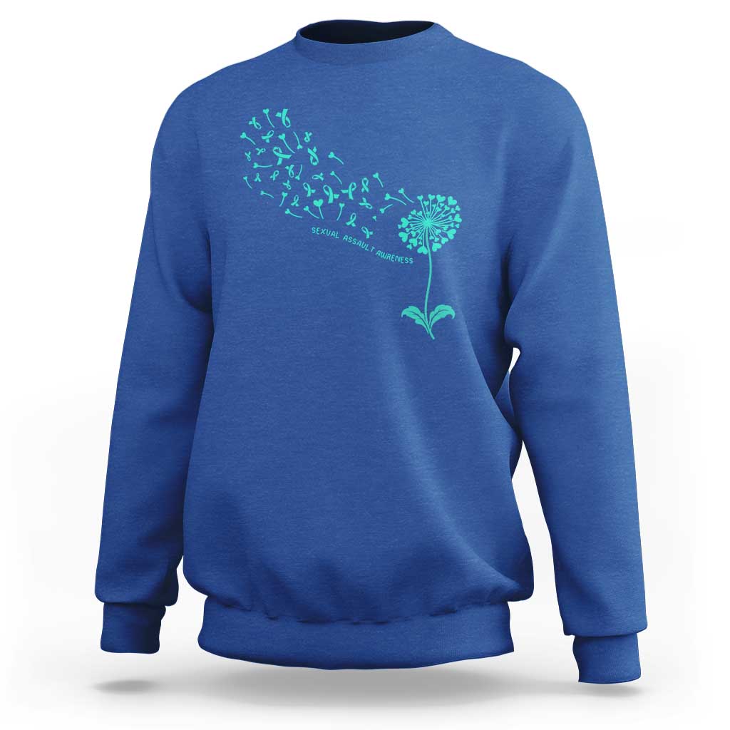Sexual Assault Awareness Sweatshirt Teal Dandelion Ribbons