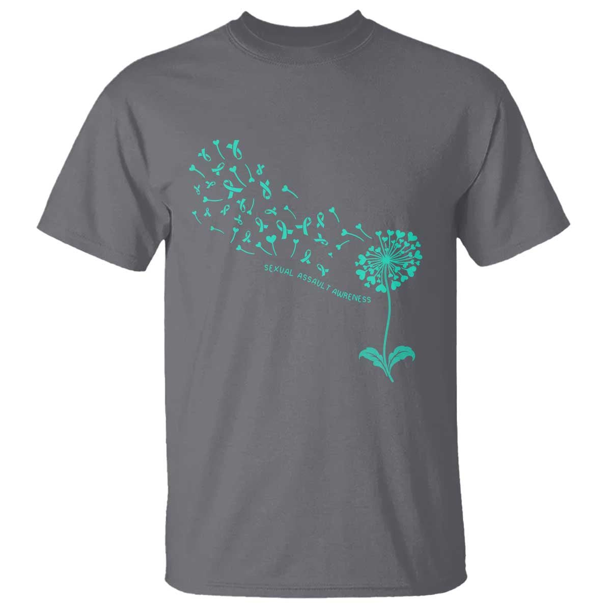 Sexual Assault Awareness T Shirt Teal Dandelion Ribbons