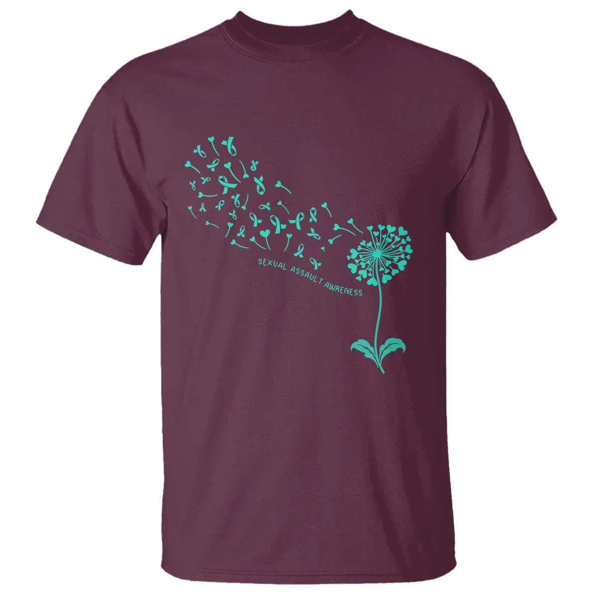Sexual Assault Awareness T Shirt Teal Dandelion Ribbons