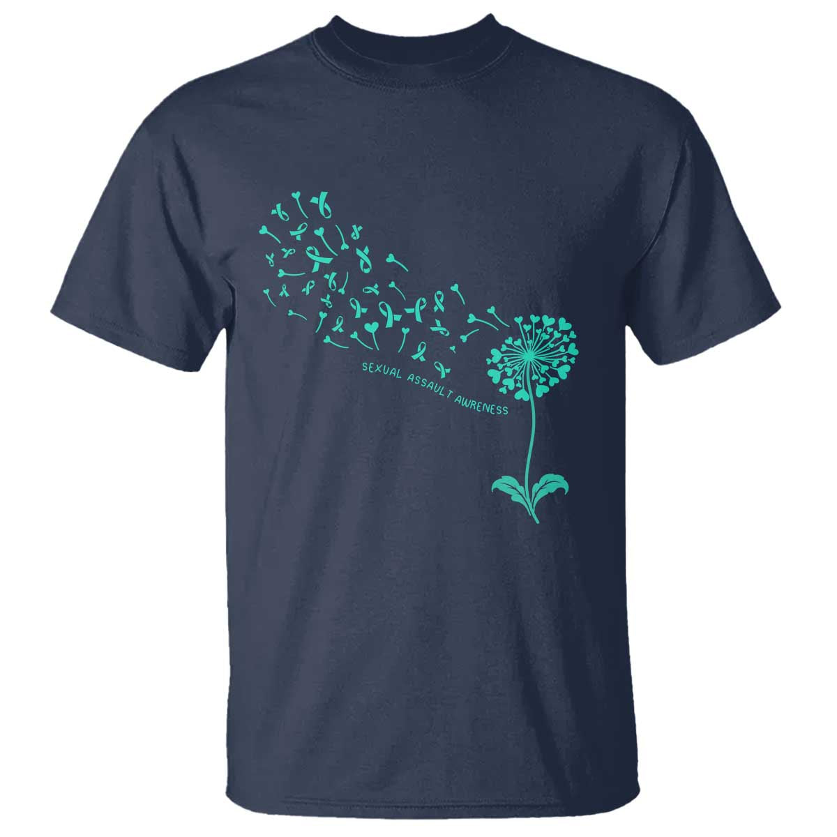 Sexual Assault Awareness T Shirt Teal Dandelion Ribbons