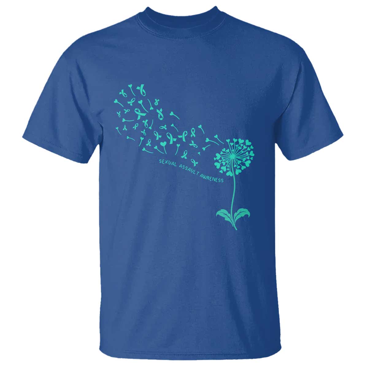 Sexual Assault Awareness T Shirt Teal Dandelion Ribbons
