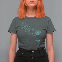Sexual Assault Awareness T Shirt For Women Teal Dandelion Ribbons