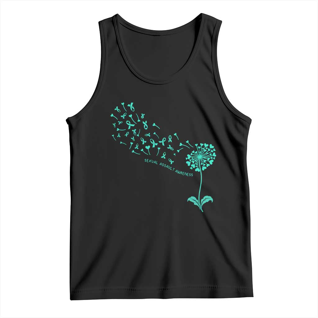 Sexual Assault Awareness Tank Top Teal Dandelion Ribbons