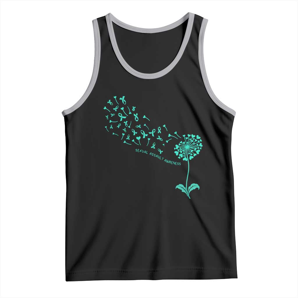 Sexual Assault Awareness Tank Top Teal Dandelion Ribbons