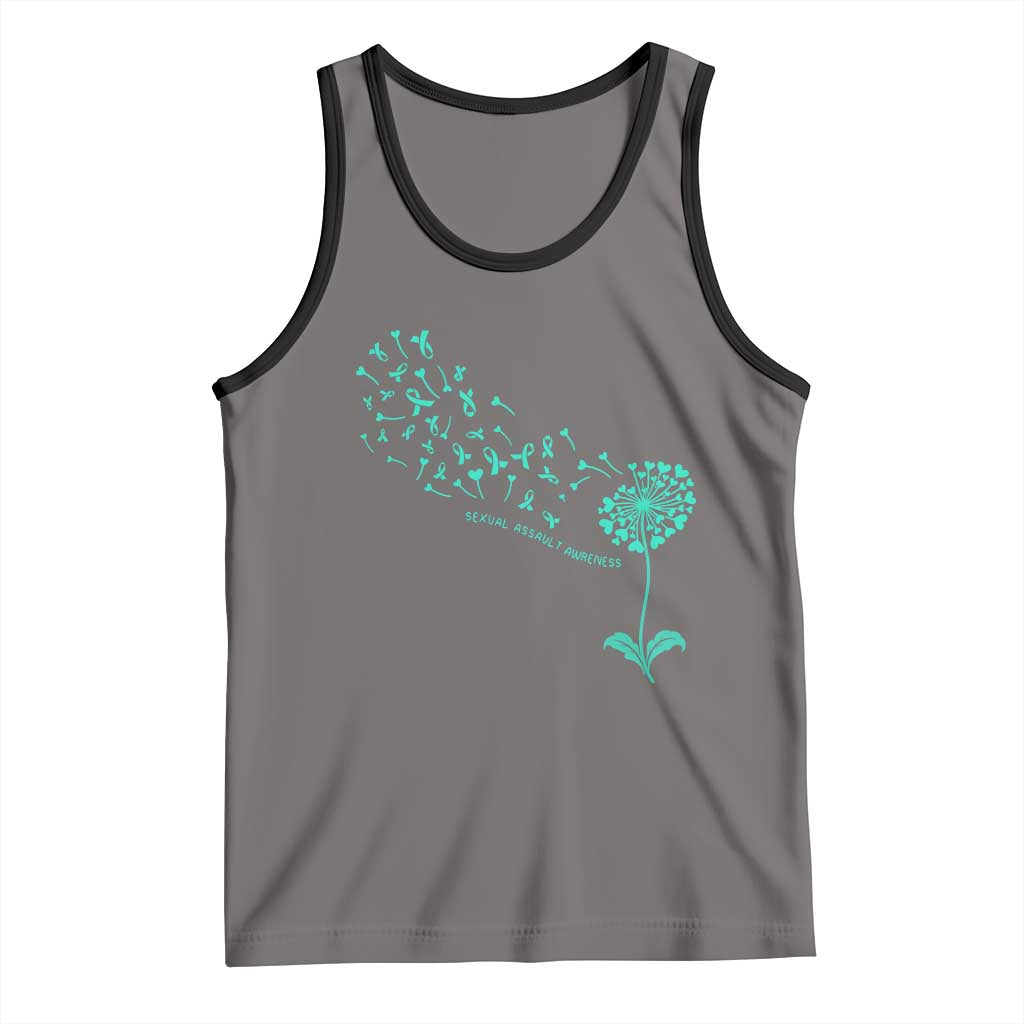 Sexual Assault Awareness Tank Top Teal Dandelion Ribbons