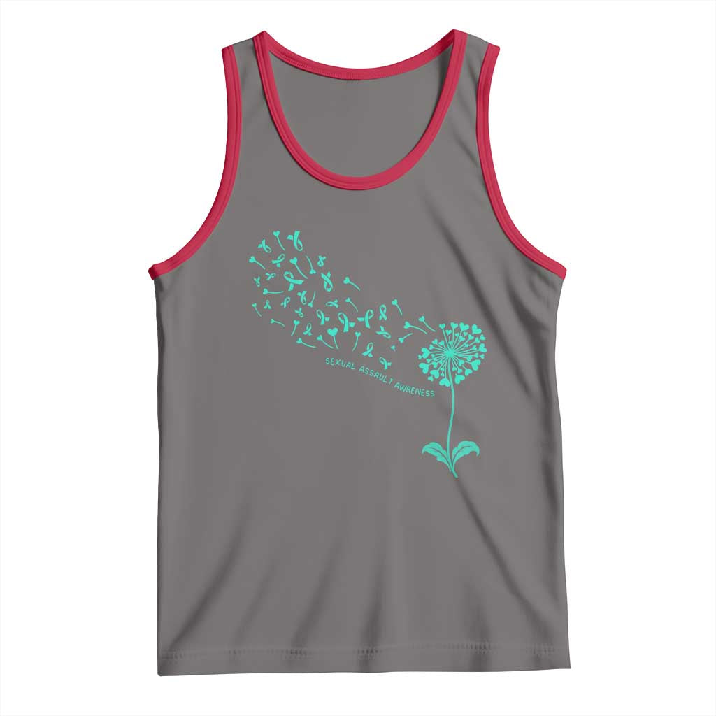 Sexual Assault Awareness Tank Top Teal Dandelion Ribbons