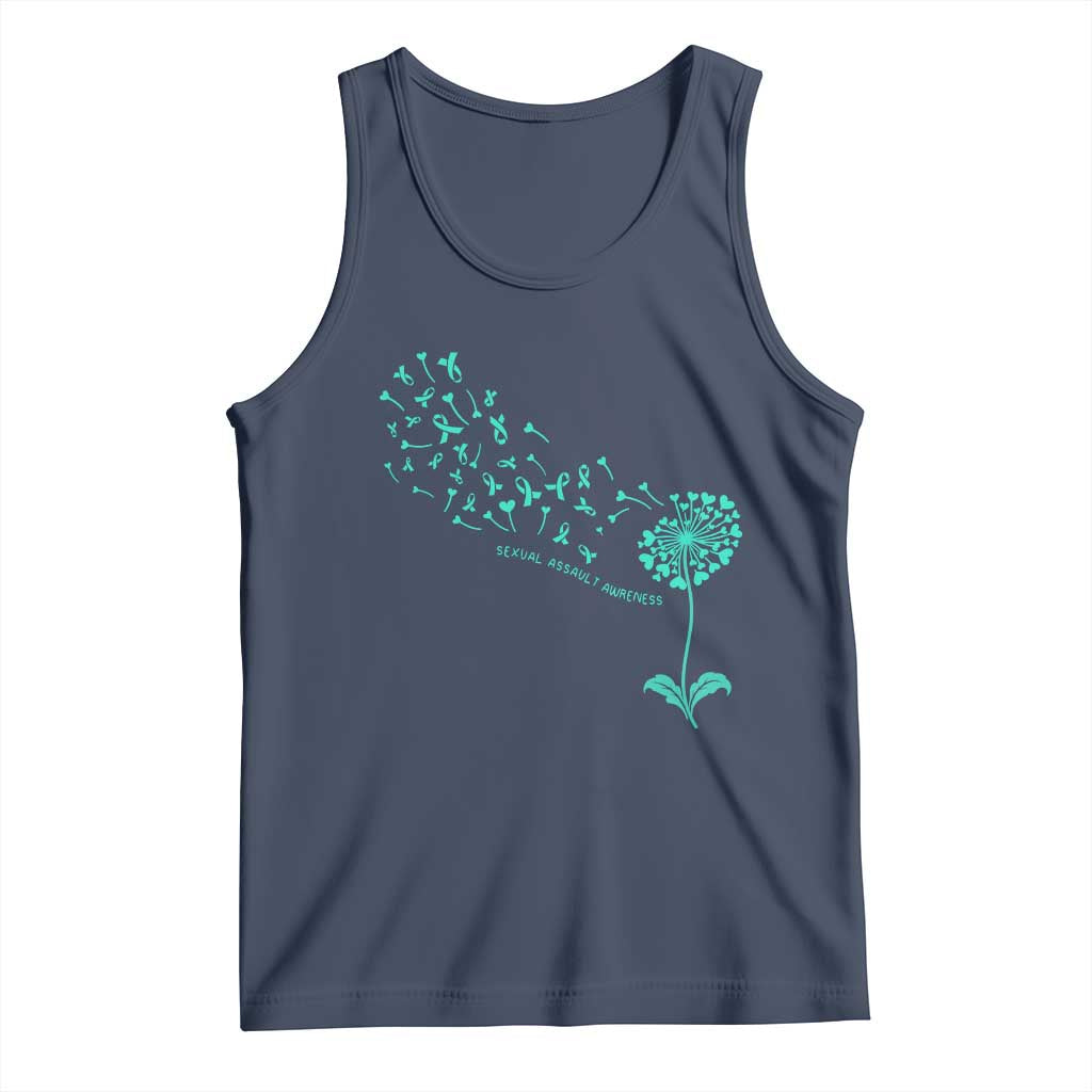 Sexual Assault Awareness Tank Top Teal Dandelion Ribbons