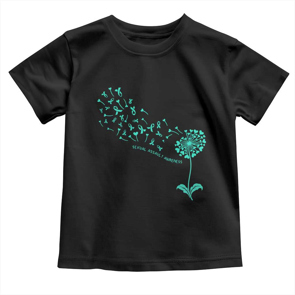 Sexual Assault Awareness Toddler T Shirt Teal Dandelion Ribbons