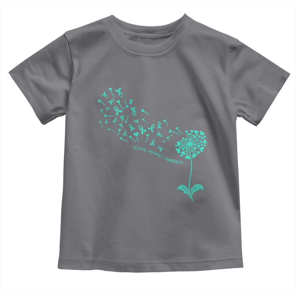 Sexual Assault Awareness Toddler T Shirt Teal Dandelion Ribbons