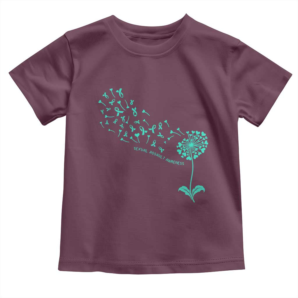 Sexual Assault Awareness Toddler T Shirt Teal Dandelion Ribbons