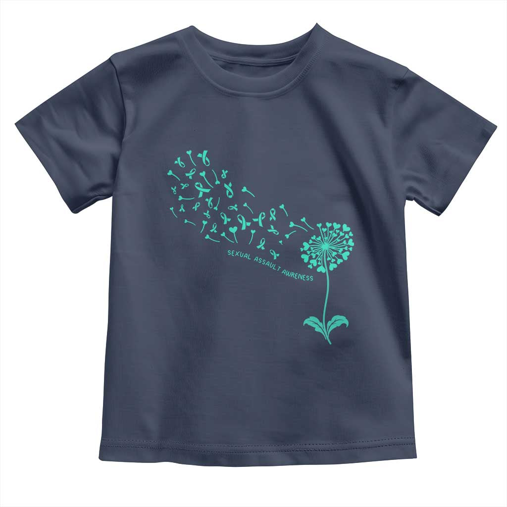 Sexual Assault Awareness Toddler T Shirt Teal Dandelion Ribbons