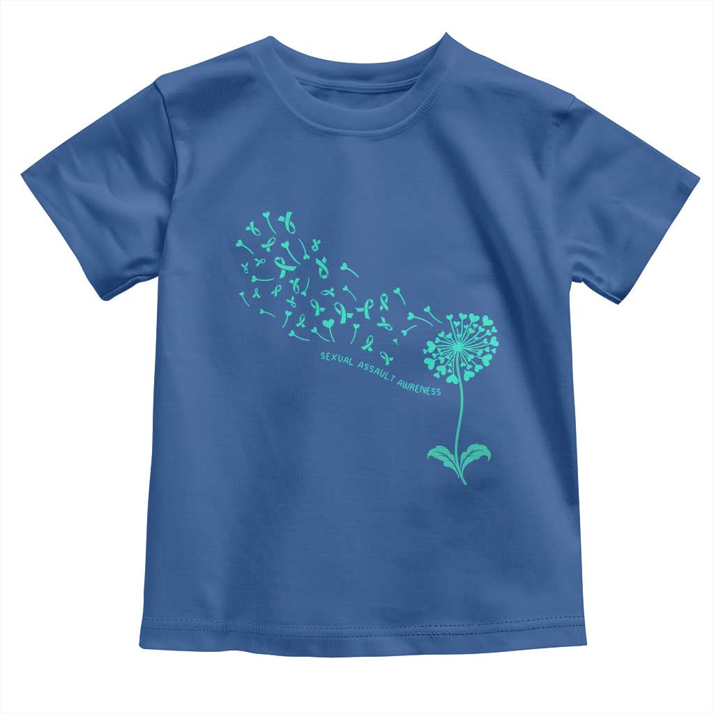 Sexual Assault Awareness Toddler T Shirt Teal Dandelion Ribbons