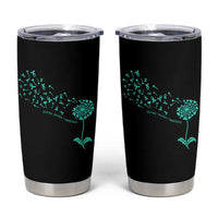 Sexual Assault Awareness Tumbler Cup Teal Dandelion Ribbons