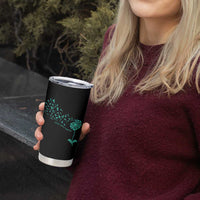 Sexual Assault Awareness Tumbler Cup Teal Dandelion Ribbons
