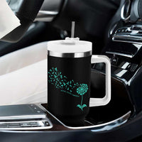 Sexual Assault Awareness Tumbler With Handle Teal Dandelion Ribbons