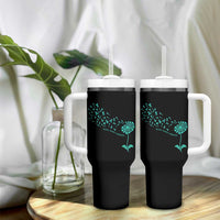 Sexual Assault Awareness Tumbler With Handle Teal Dandelion Ribbons