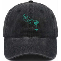 Sexual Assault Awareness Washed Cotton Baseball Cap Teal Dandelion Ribbons