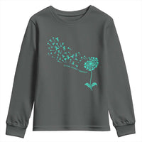 Sexual Assault Awareness Youth Sweatshirt Teal Dandelion Ribbons