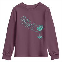 Sexual Assault Awareness Youth Sweatshirt Teal Dandelion Ribbons