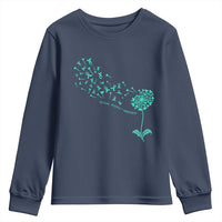 Sexual Assault Awareness Youth Sweatshirt Teal Dandelion Ribbons