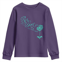 Sexual Assault Awareness Youth Sweatshirt Teal Dandelion Ribbons