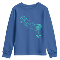Sexual Assault Awareness Youth Sweatshirt Teal Dandelion Ribbons