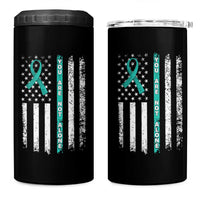 Sexual Assault Awareness 4 in 1 Can Cooler Tumbler You Are Not Alone Ribbon Flag