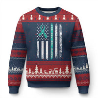 Sexual Assault Awareness Ugly Christmas Sweater You Are Not Alone Ribbon Flag