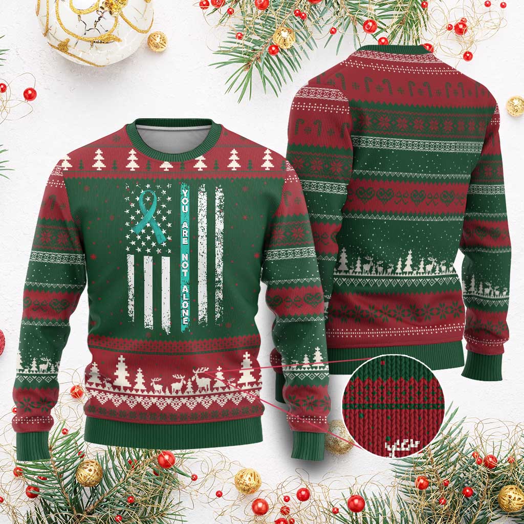 Sexual Assault Awareness Ugly Christmas Sweater You Are Not Alone Ribbon Flag