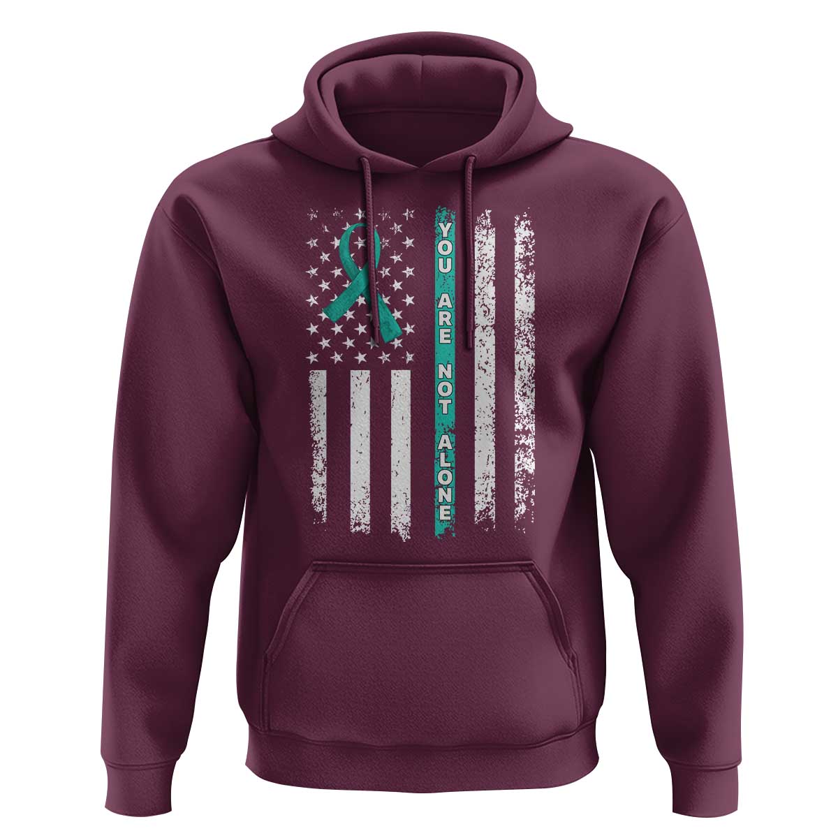Sexual Assault Awareness Hoodie You Are Not Alone Ribbon Flag
