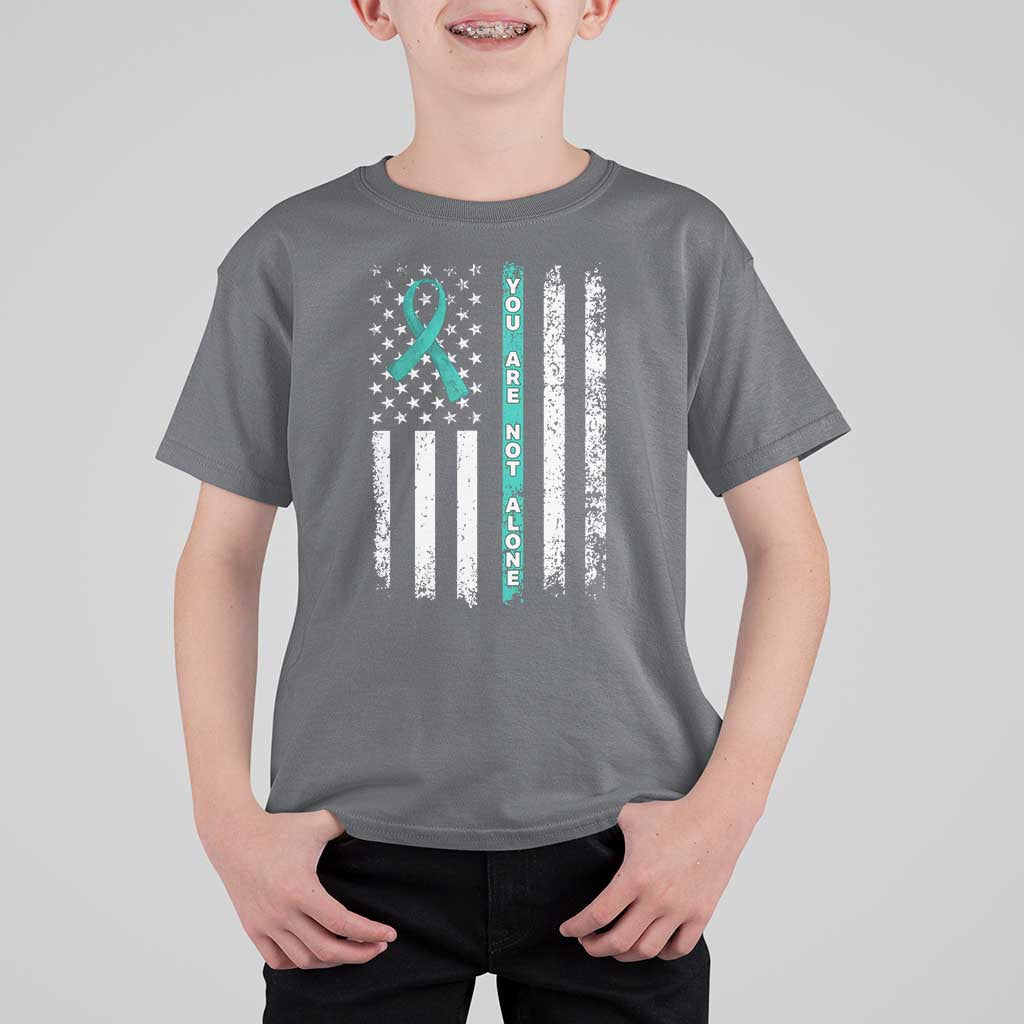 Sexual Assault Awareness T Shirt For Kid You Are Not Alone Ribbon Flag