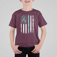 Sexual Assault Awareness T Shirt For Kid You Are Not Alone Ribbon Flag