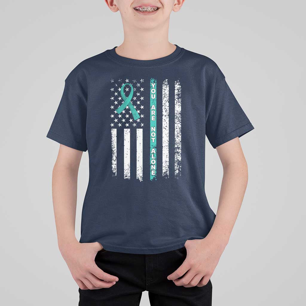 Sexual Assault Awareness T Shirt For Kid You Are Not Alone Ribbon Flag
