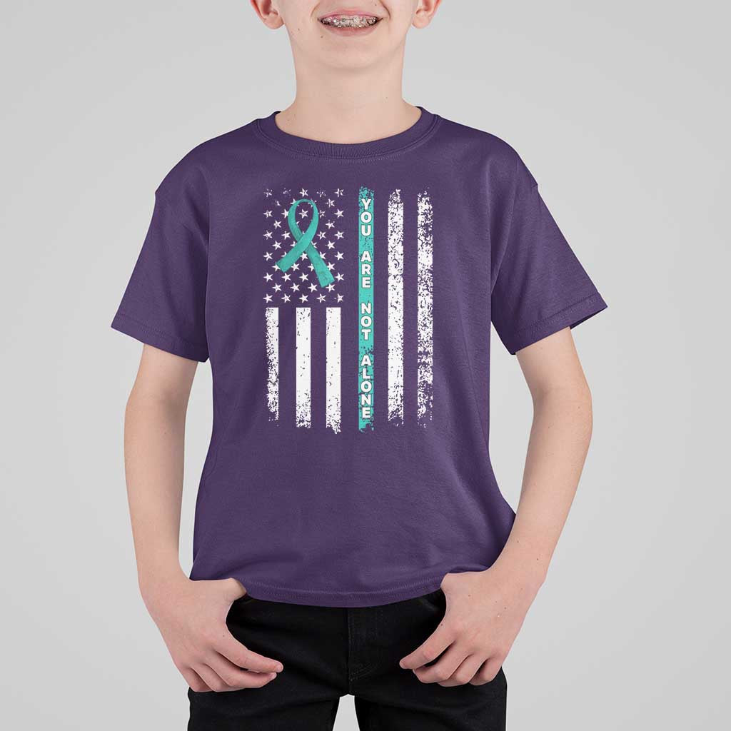 Sexual Assault Awareness T Shirt For Kid You Are Not Alone Ribbon Flag