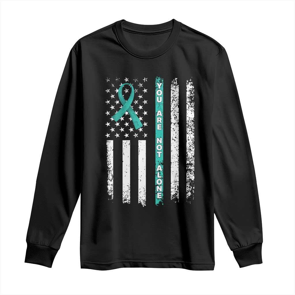 Sexual Assault Awareness Long Sleeve Shirt You Are Not Alone Ribbon Flag