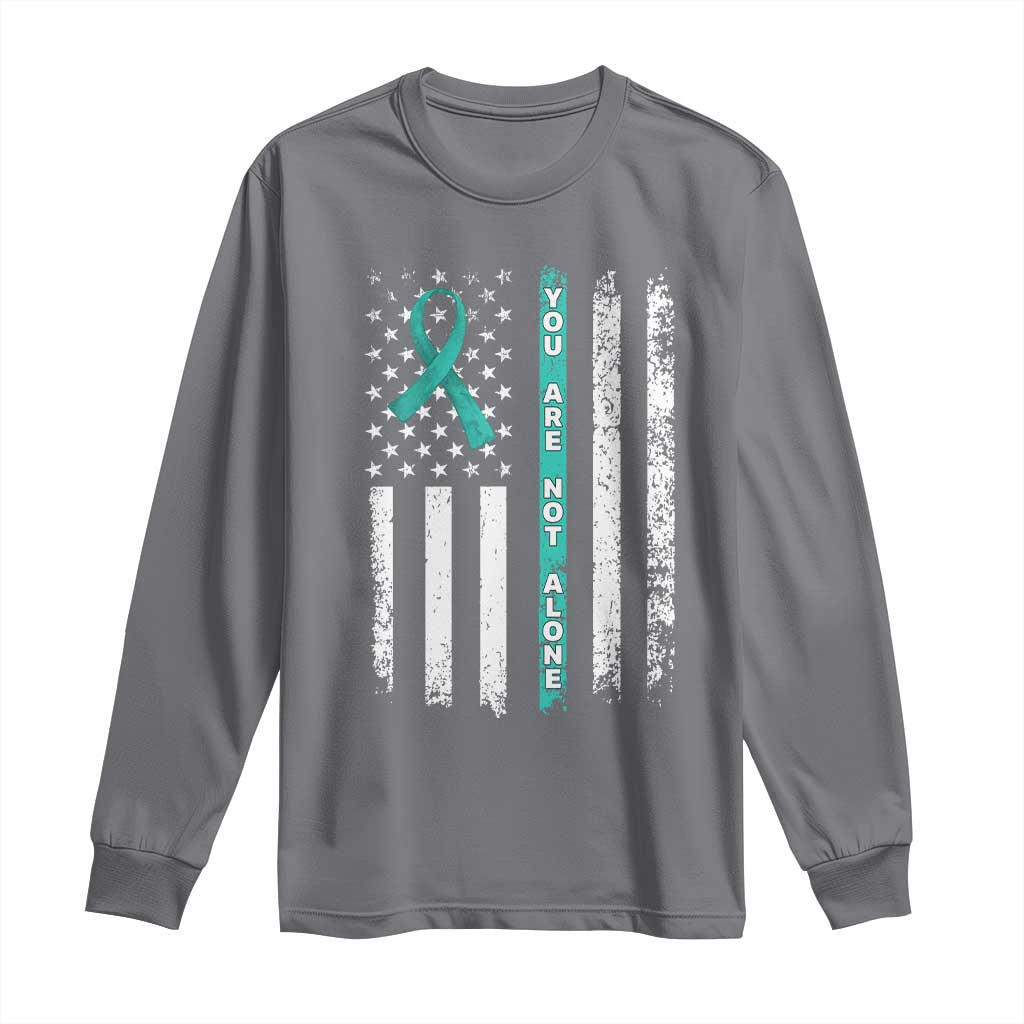 Sexual Assault Awareness Long Sleeve Shirt You Are Not Alone Ribbon Flag