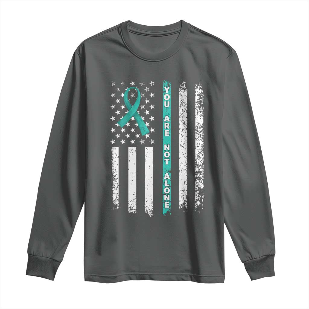 Sexual Assault Awareness Long Sleeve Shirt You Are Not Alone Ribbon Flag