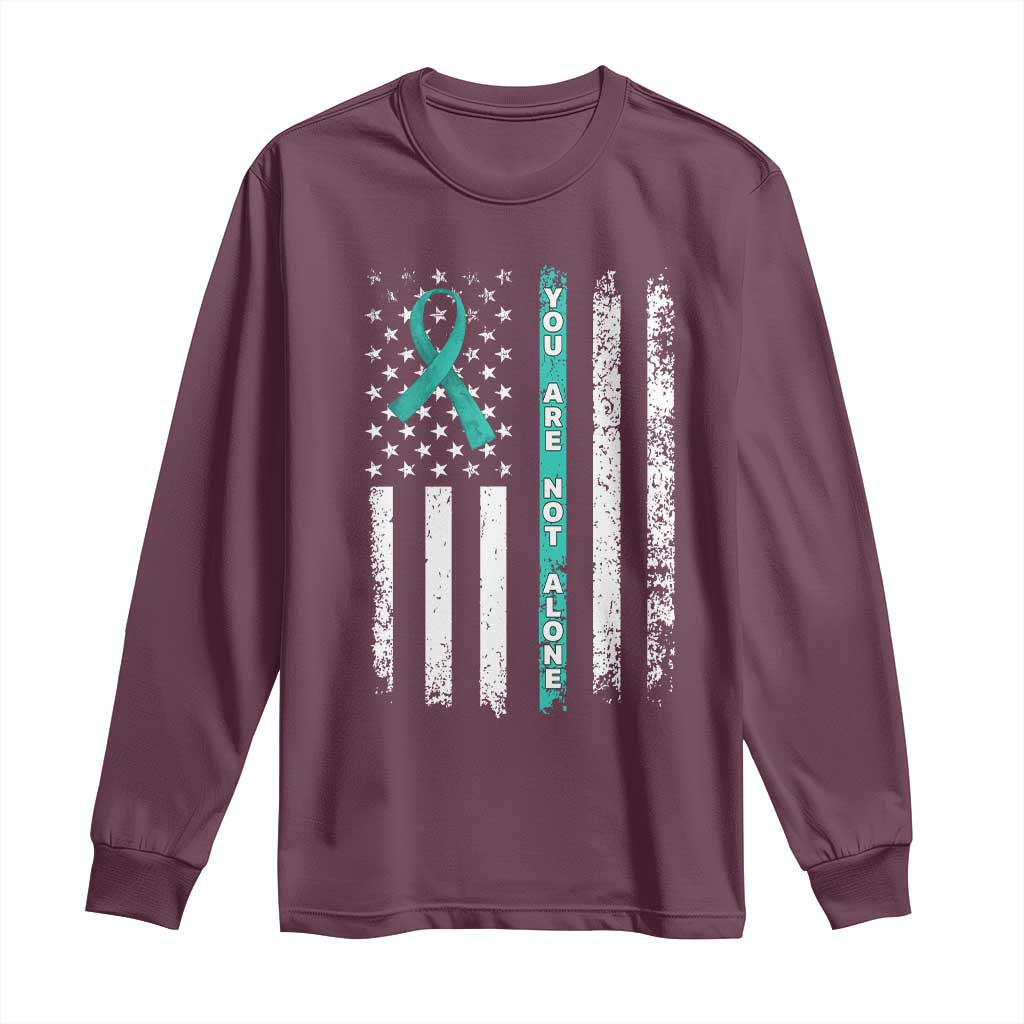 Sexual Assault Awareness Long Sleeve Shirt You Are Not Alone Ribbon Flag