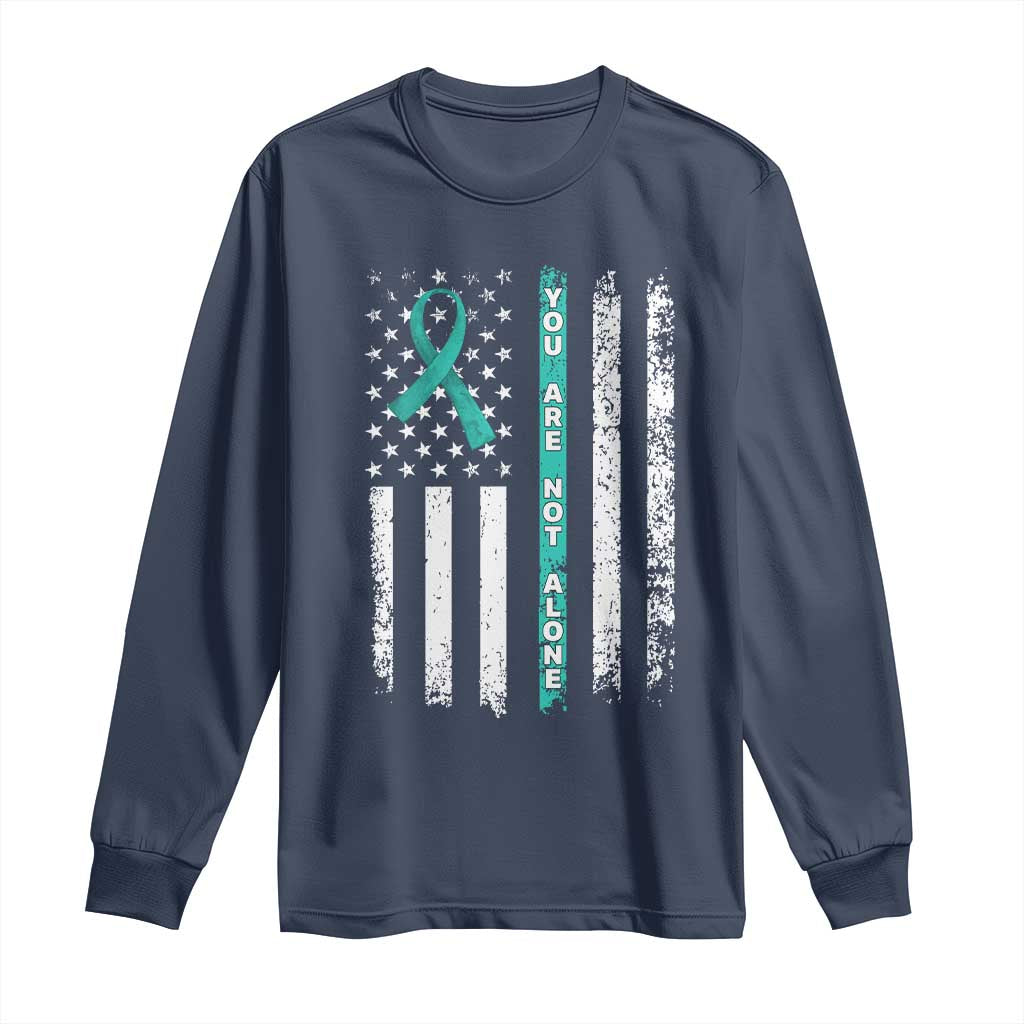 Sexual Assault Awareness Long Sleeve Shirt You Are Not Alone Ribbon Flag