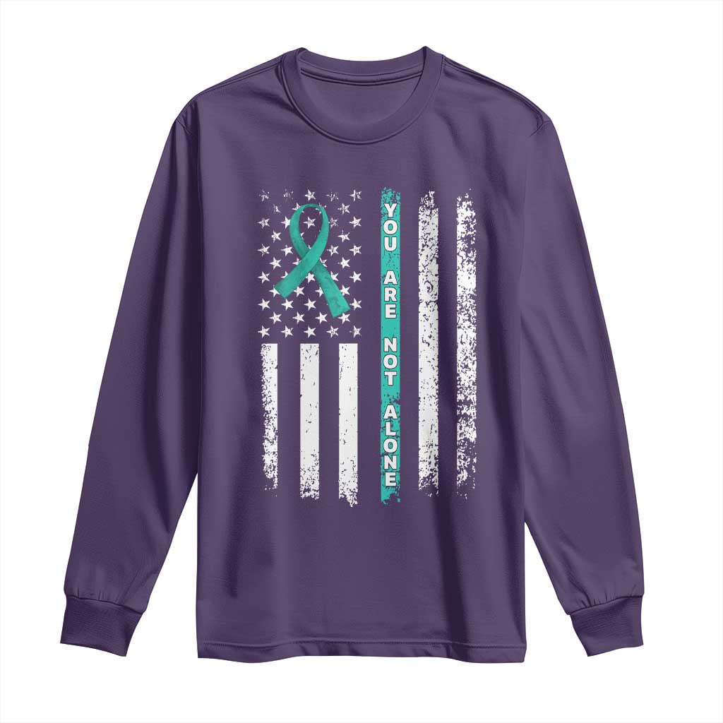 Sexual Assault Awareness Long Sleeve Shirt You Are Not Alone Ribbon Flag