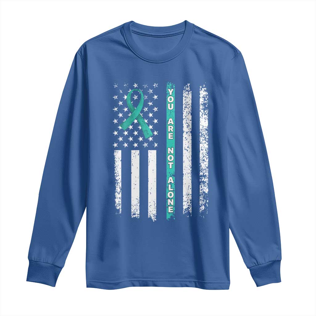 Sexual Assault Awareness Long Sleeve Shirt You Are Not Alone Ribbon Flag