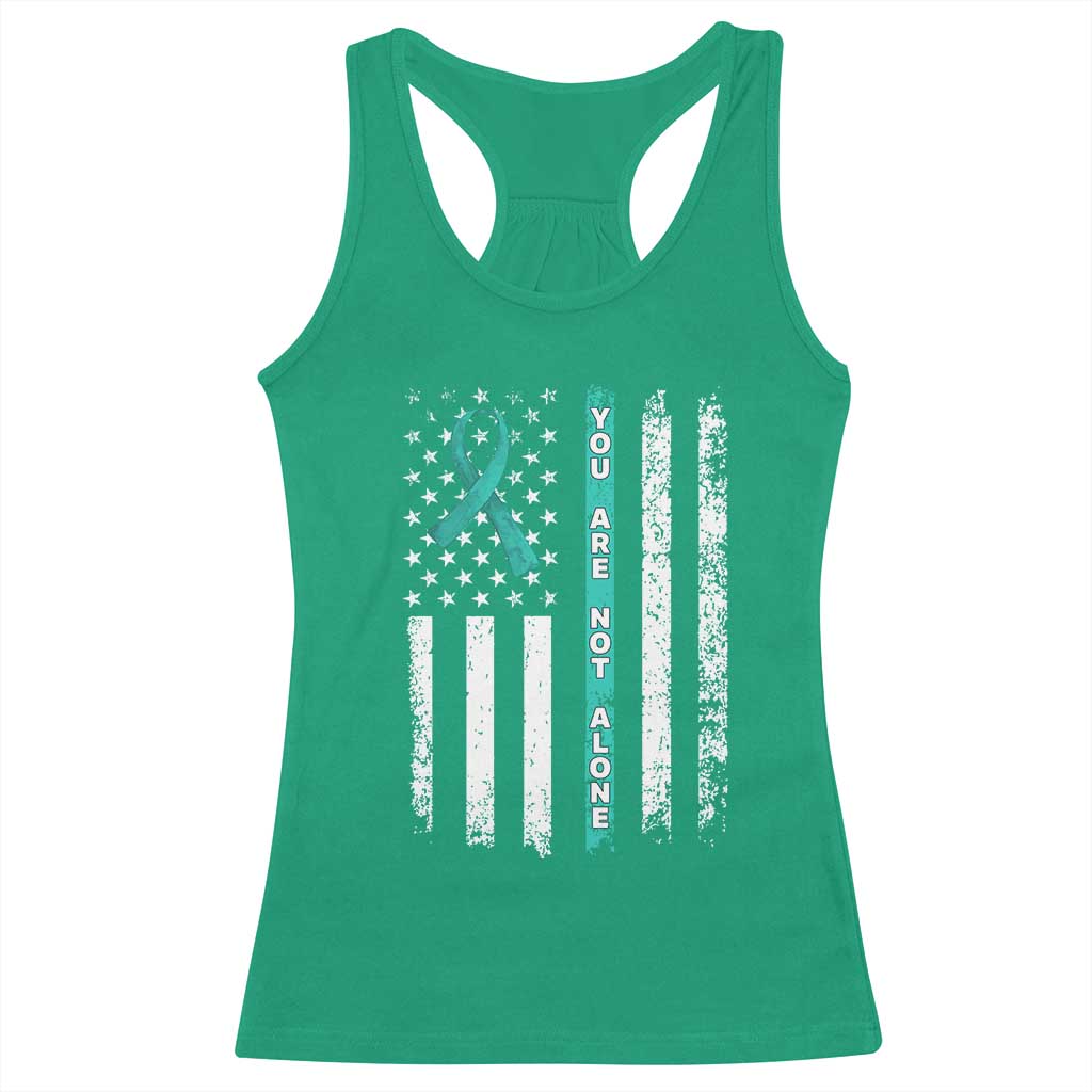 Sexual Assault Awareness Racerback Tank Top You Are Not Alone Ribbon Flag