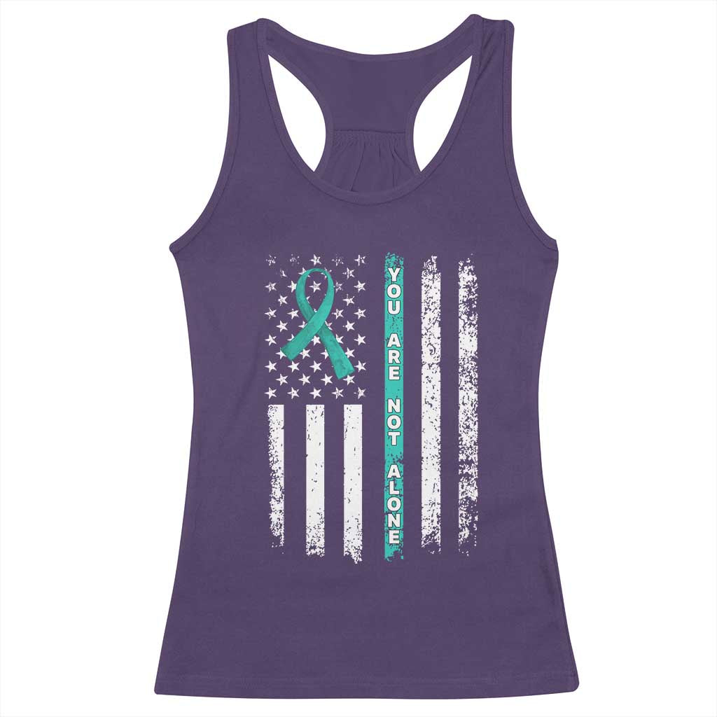 Sexual Assault Awareness Racerback Tank Top You Are Not Alone Ribbon Flag