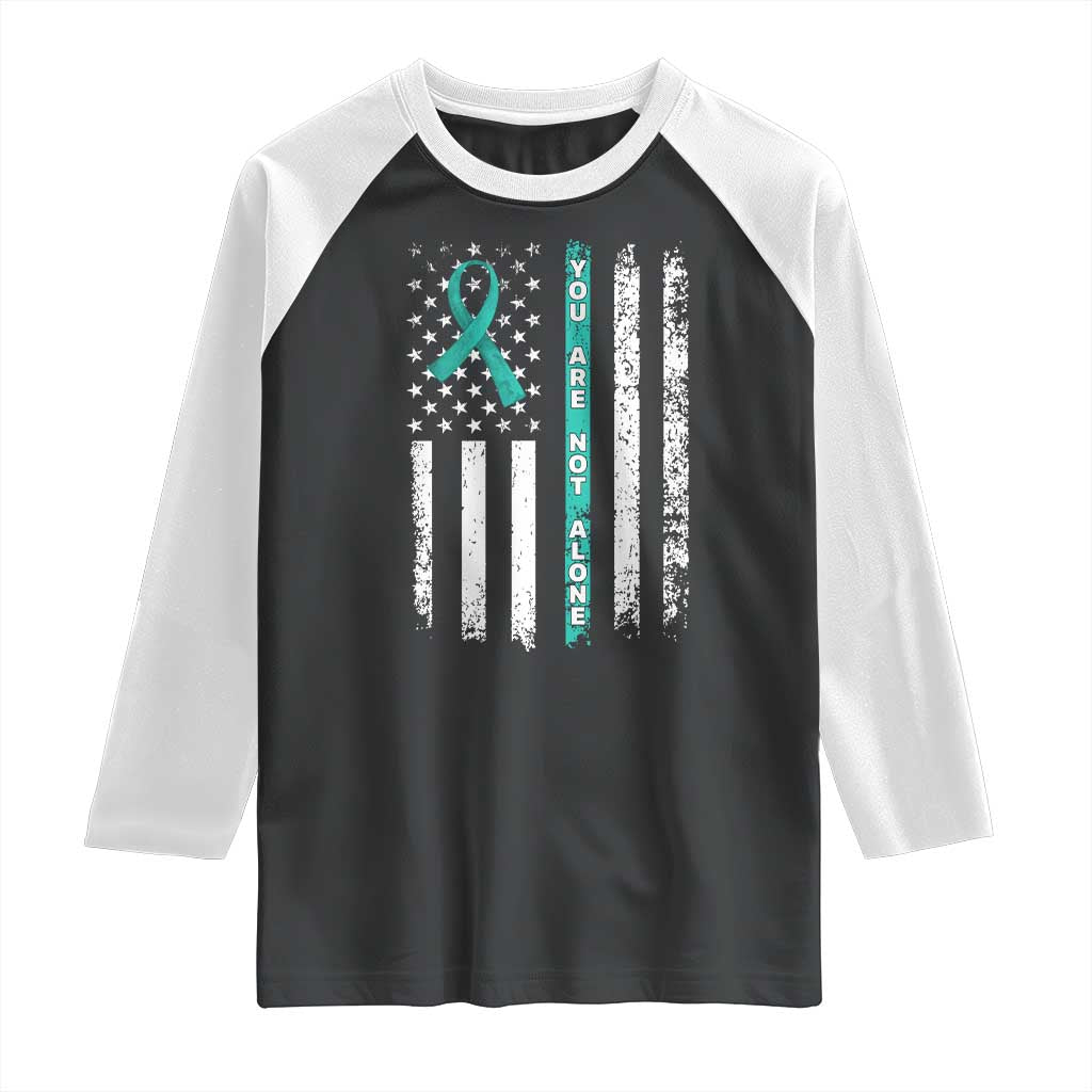 Sexual Assault Awareness Raglan Shirt You Are Not Alone Ribbon Flag