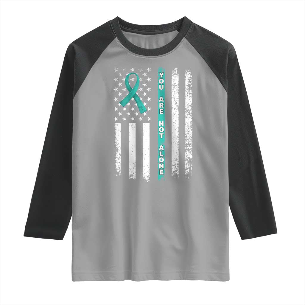 Sexual Assault Awareness Raglan Shirt You Are Not Alone Ribbon Flag