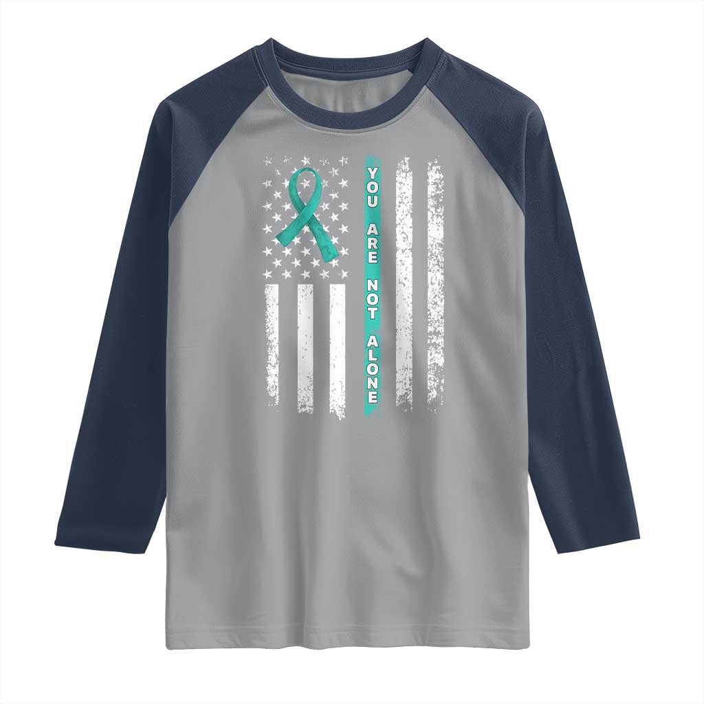 Sexual Assault Awareness Raglan Shirt You Are Not Alone Ribbon Flag