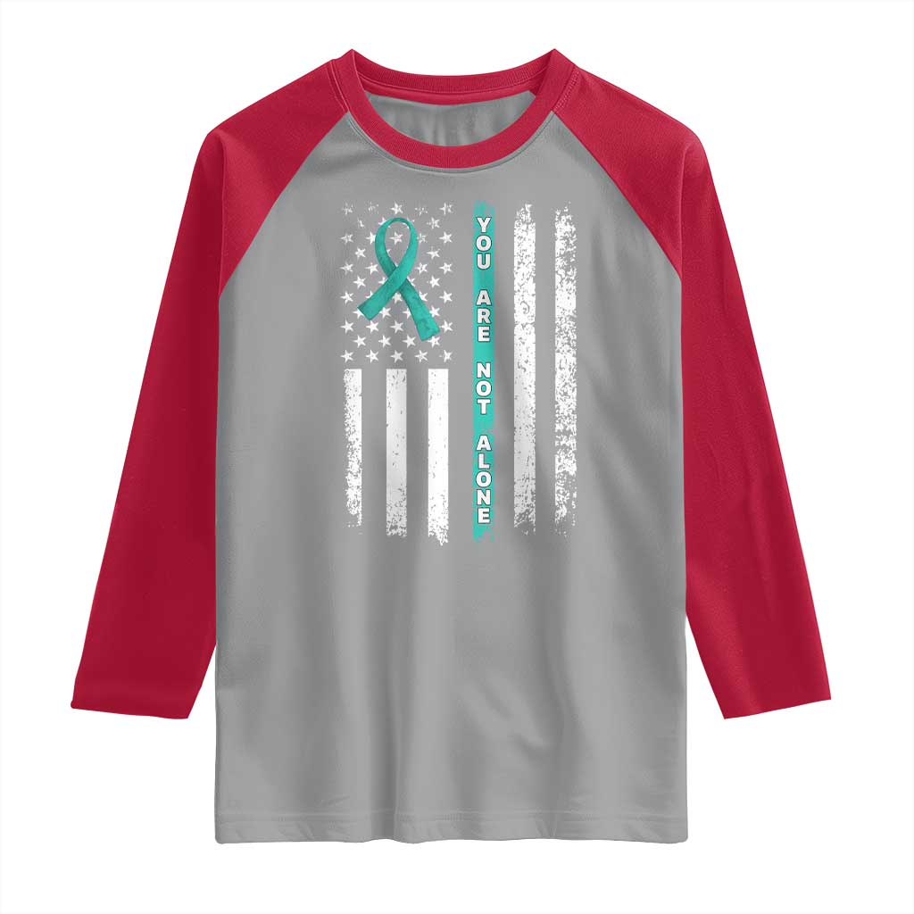 Sexual Assault Awareness Raglan Shirt You Are Not Alone Ribbon Flag